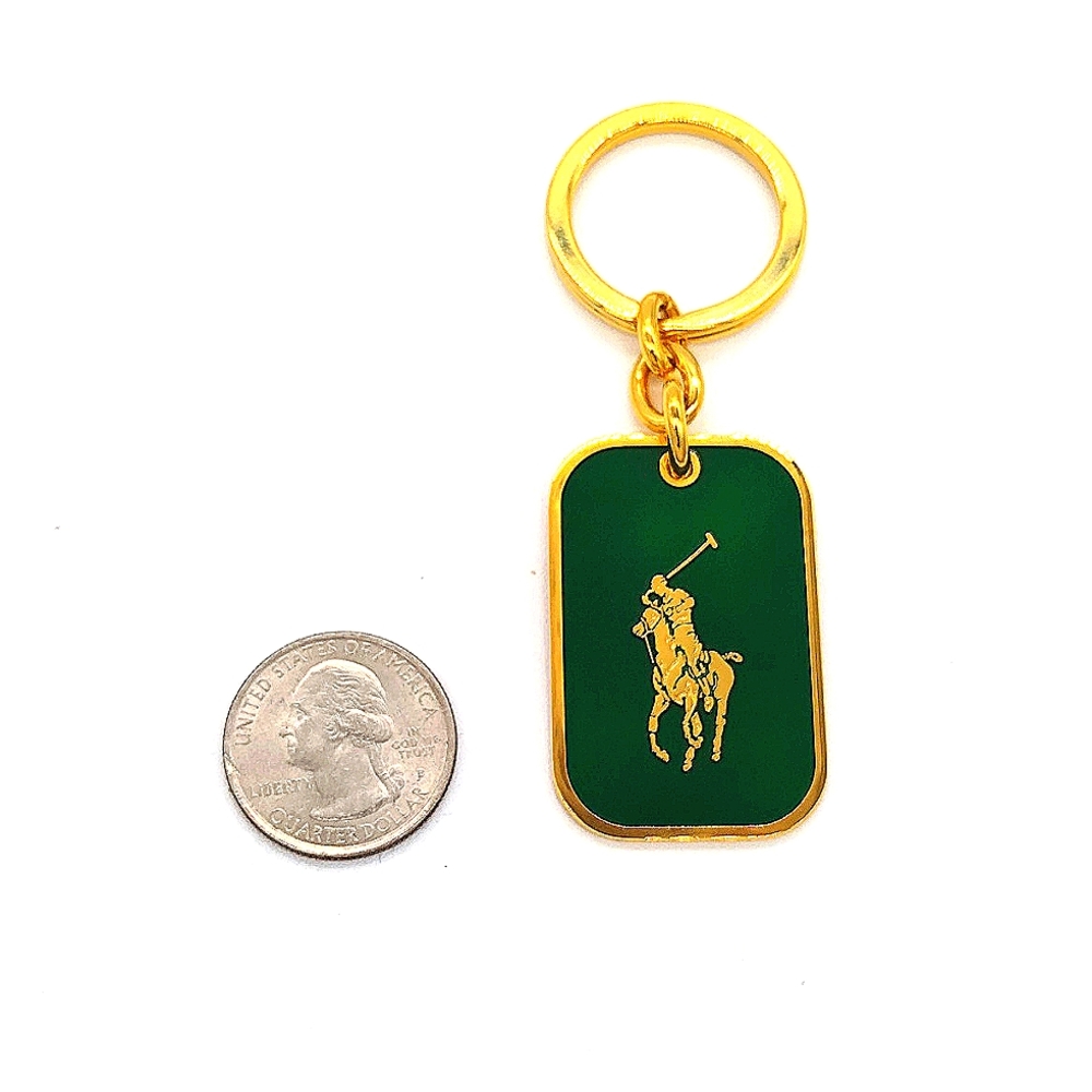 Gold and Green Polo Vintage Keychain Fob - Picture 6 of 7